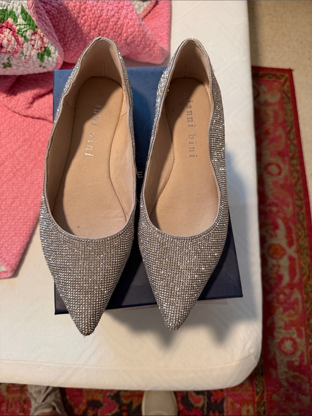 Gianni Bini Sparkling Pointed Toe Flats - Silver